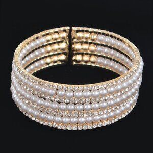 Pearl&stone Wire Bracelet